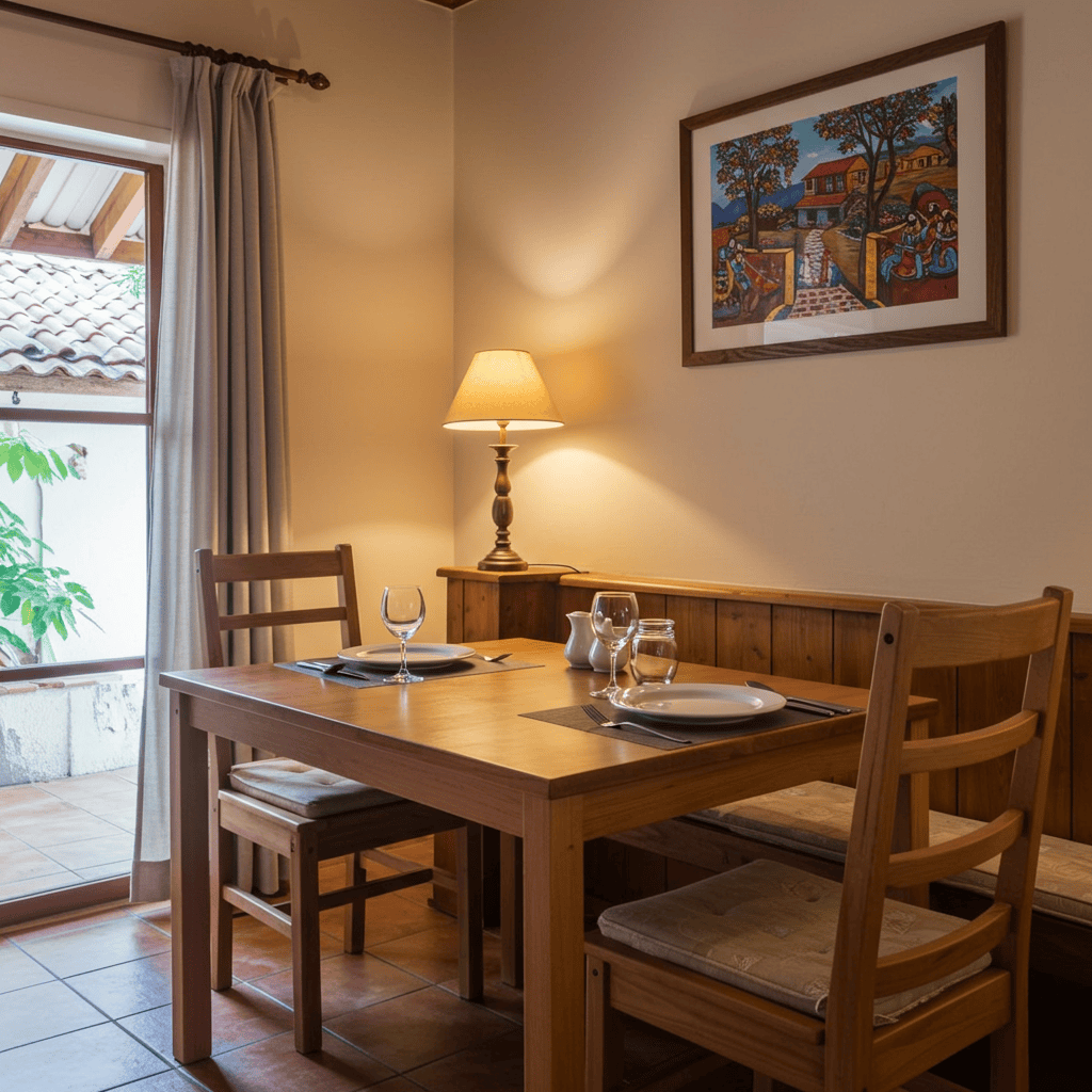 Cozy dining area in a rental unit.
